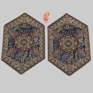 رومیزی عسلی 35 در 45 رنگ طوسی طرح ترنج پتینه as106