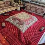 لحاف کرسی ترمه دست دوز طرح ترنج پتینه قرمز(دوخت لوز)