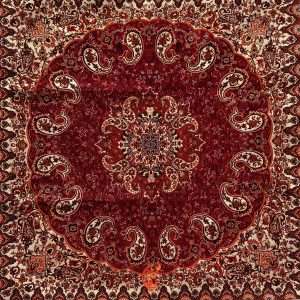 رومیزی ترمه نسترن رنگ زرشکی (5تکه)
