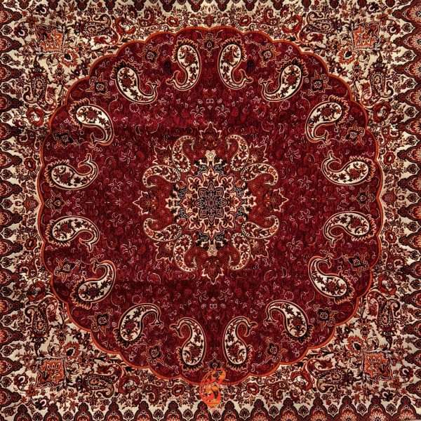 رومیزی ترمه نسترن رنگ زرشکی (5تکه)