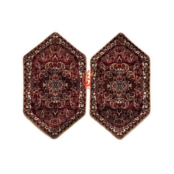 رومیزی ترمه نسترن رنگ زرشکی (5تکه)